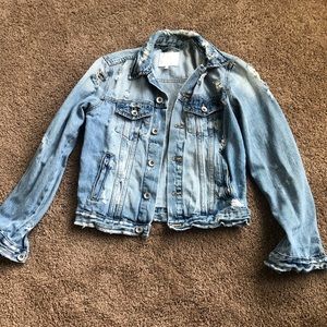 Distressed denim jacket